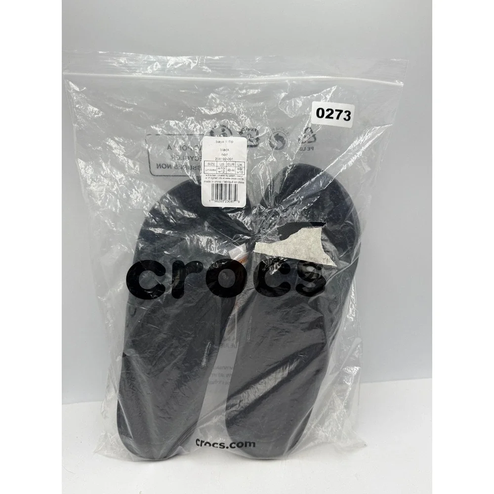 Crocs Baya II Flip Sandals Unisex M10 W12 Black New Thong Slides 208192-001
